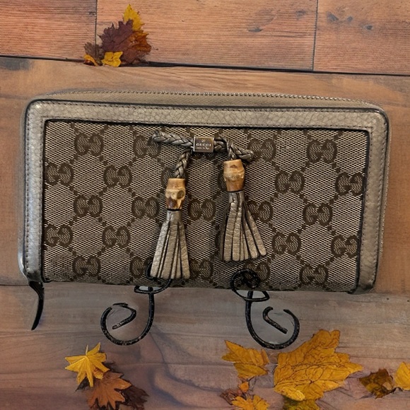 Gucci Handbags - Gucci Bamboo Long GG Camvas Wallet
